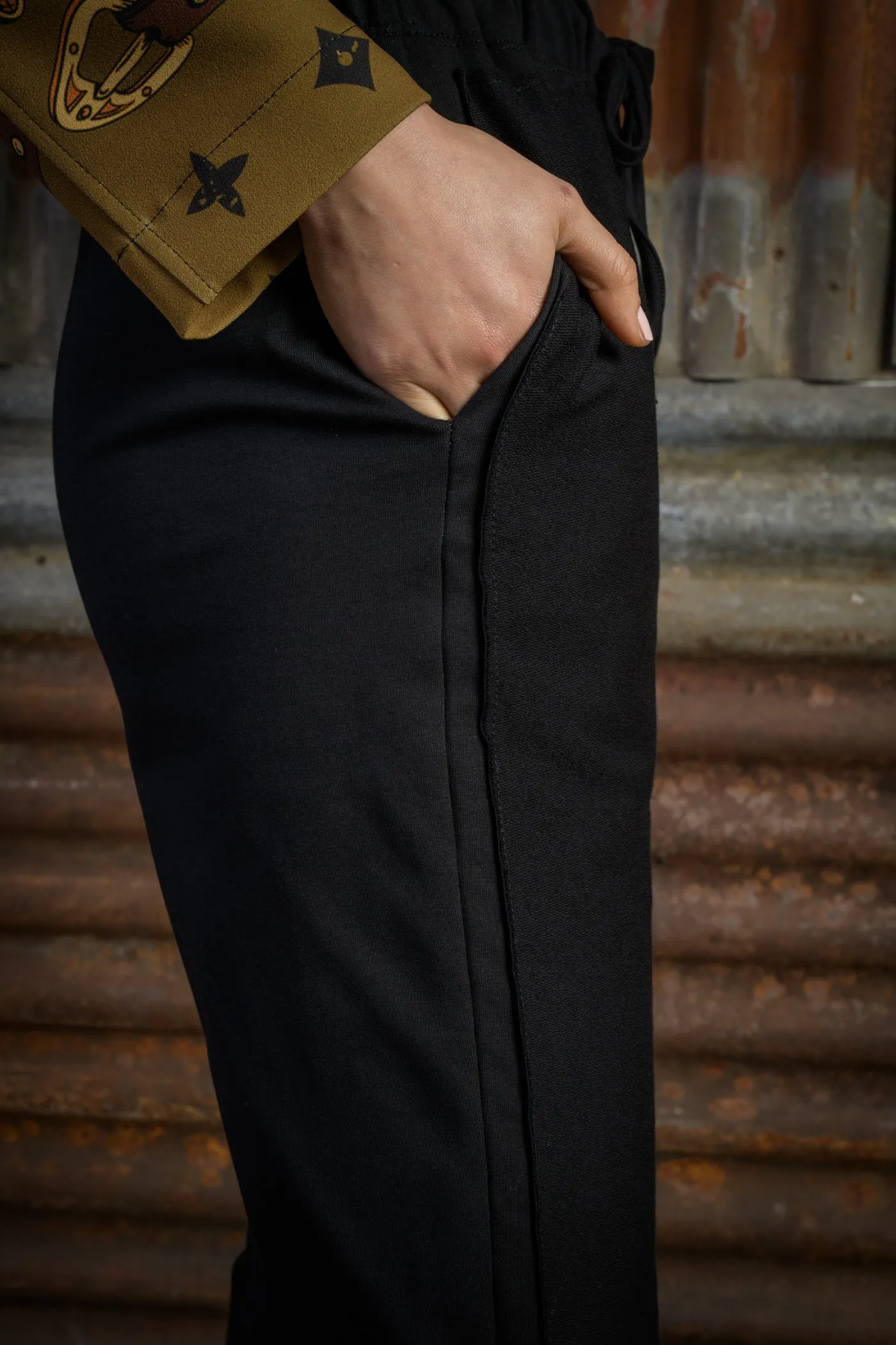 Stretch Cotton Trousers with Drawstring Waistband