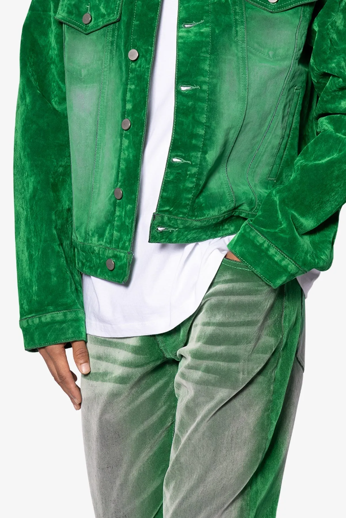 Suede Trucker Jacket - Green