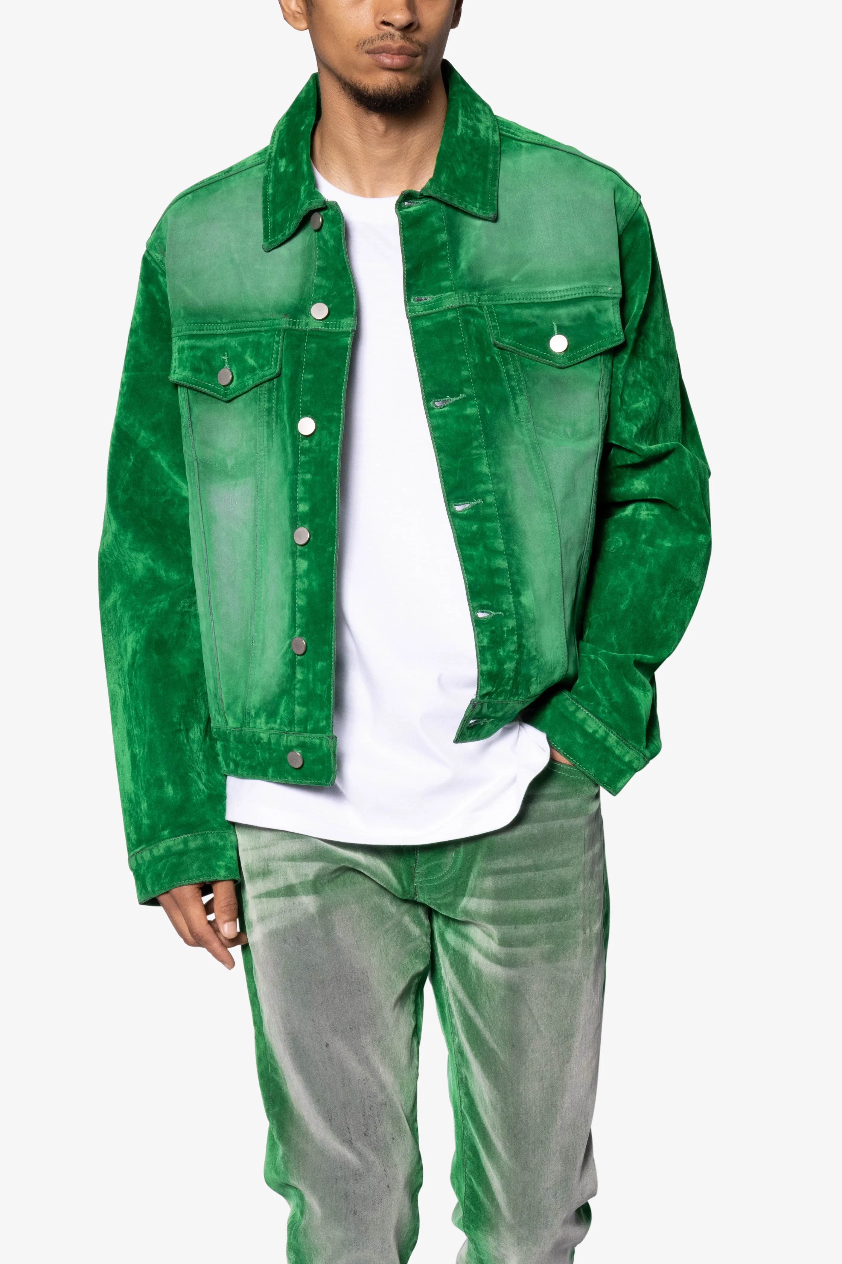 Suede Trucker Jacket - Green