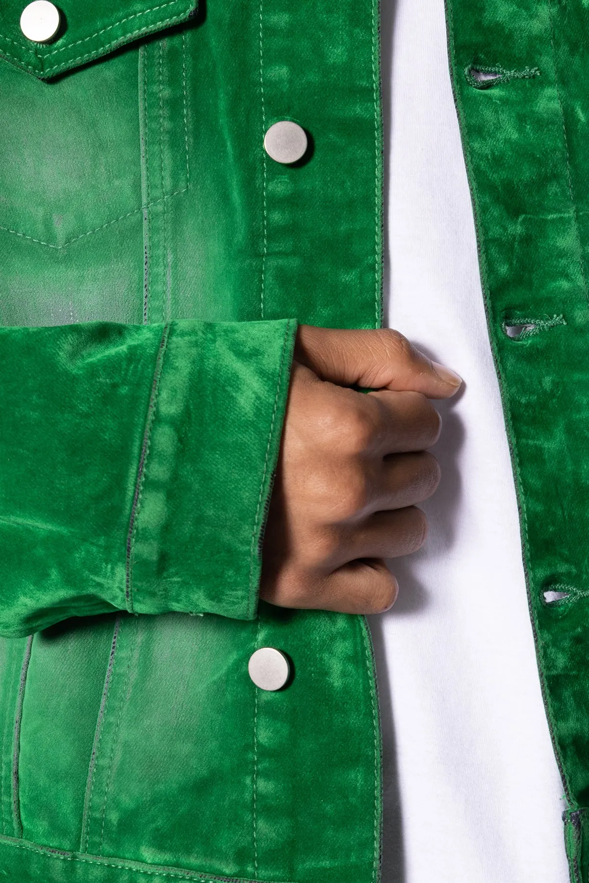 Suede Trucker Jacket - Green