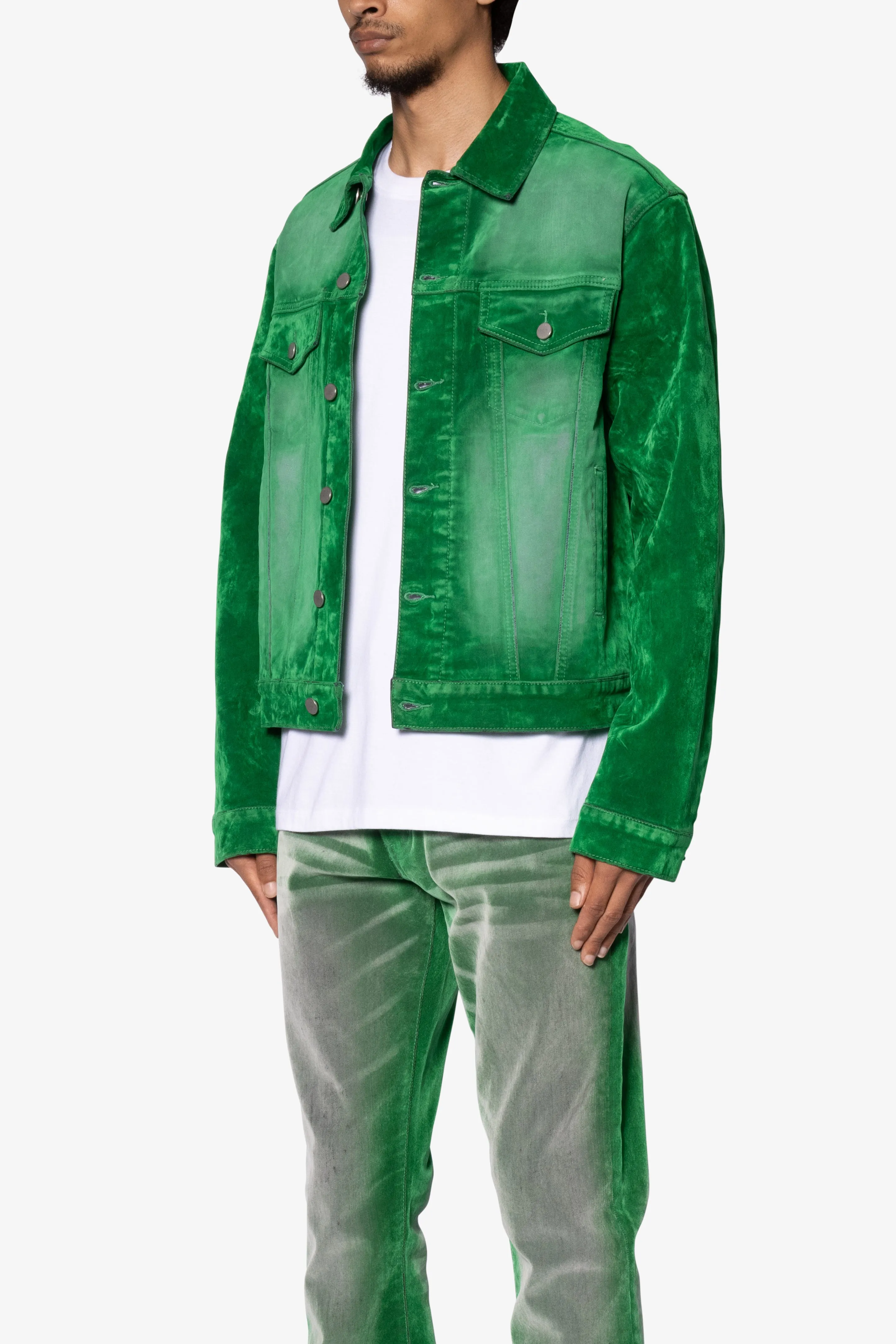 Suede Trucker Jacket - Green