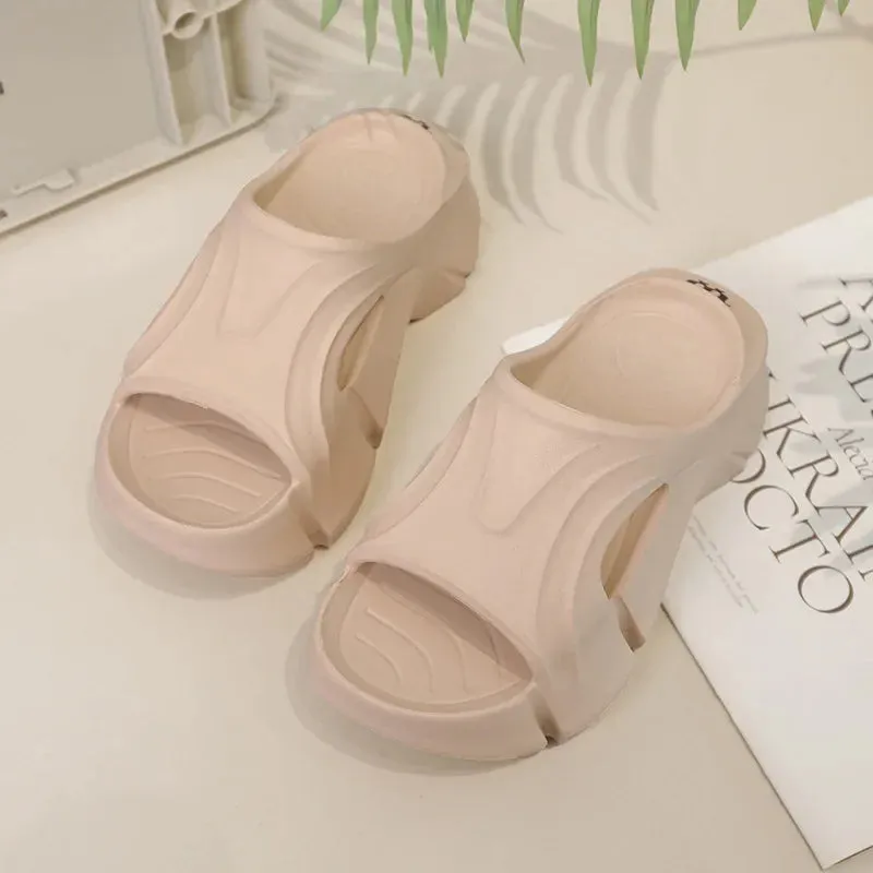 Summer Beach Wedge Platform Eva Slippers Women Thick Platform Indoor Home Slides Woman Lightweight Non Slip Bathroom Flip Flops