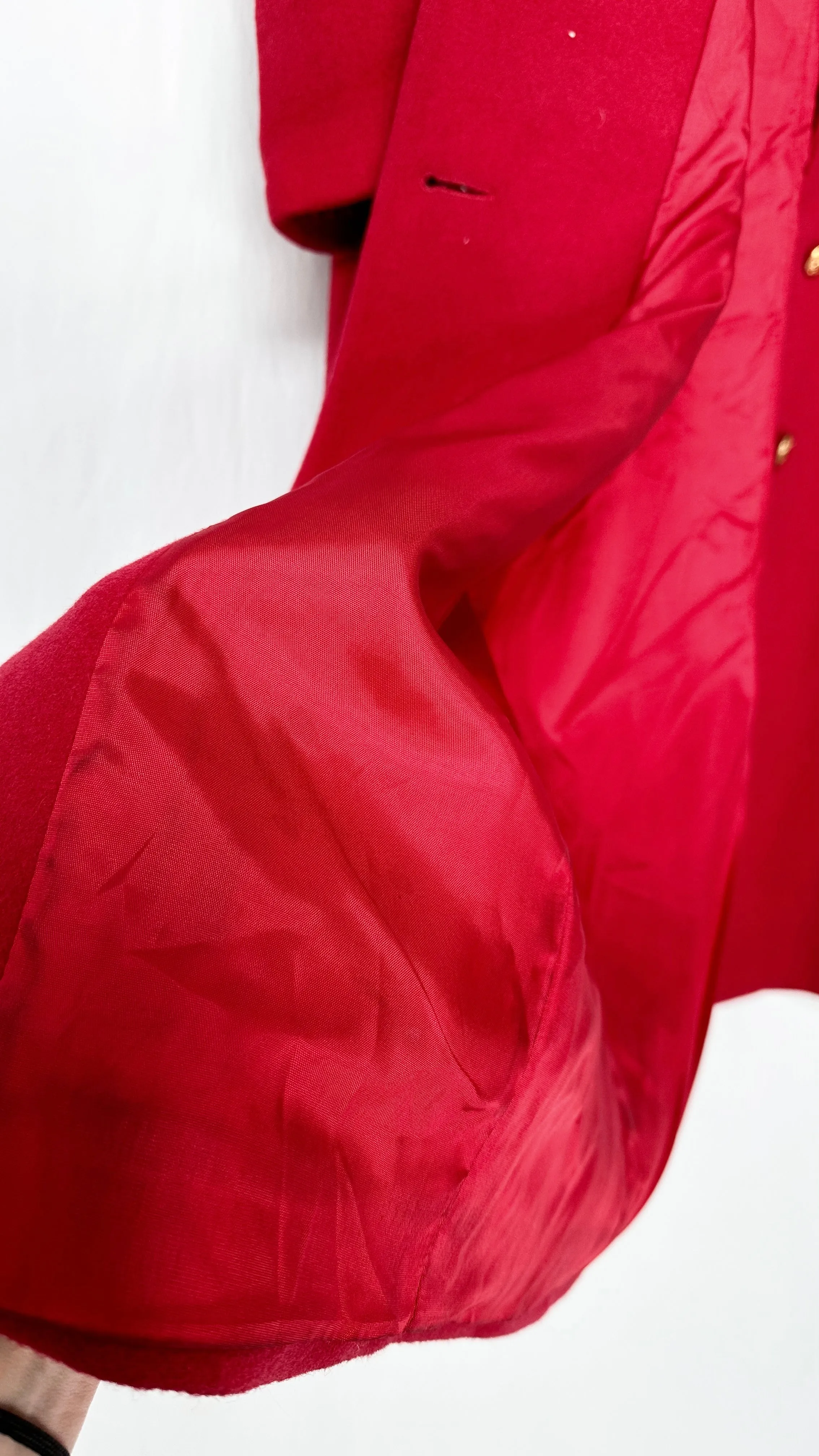 Vintage 70's Christian Dior Dark Red Wool Long Winter Coat