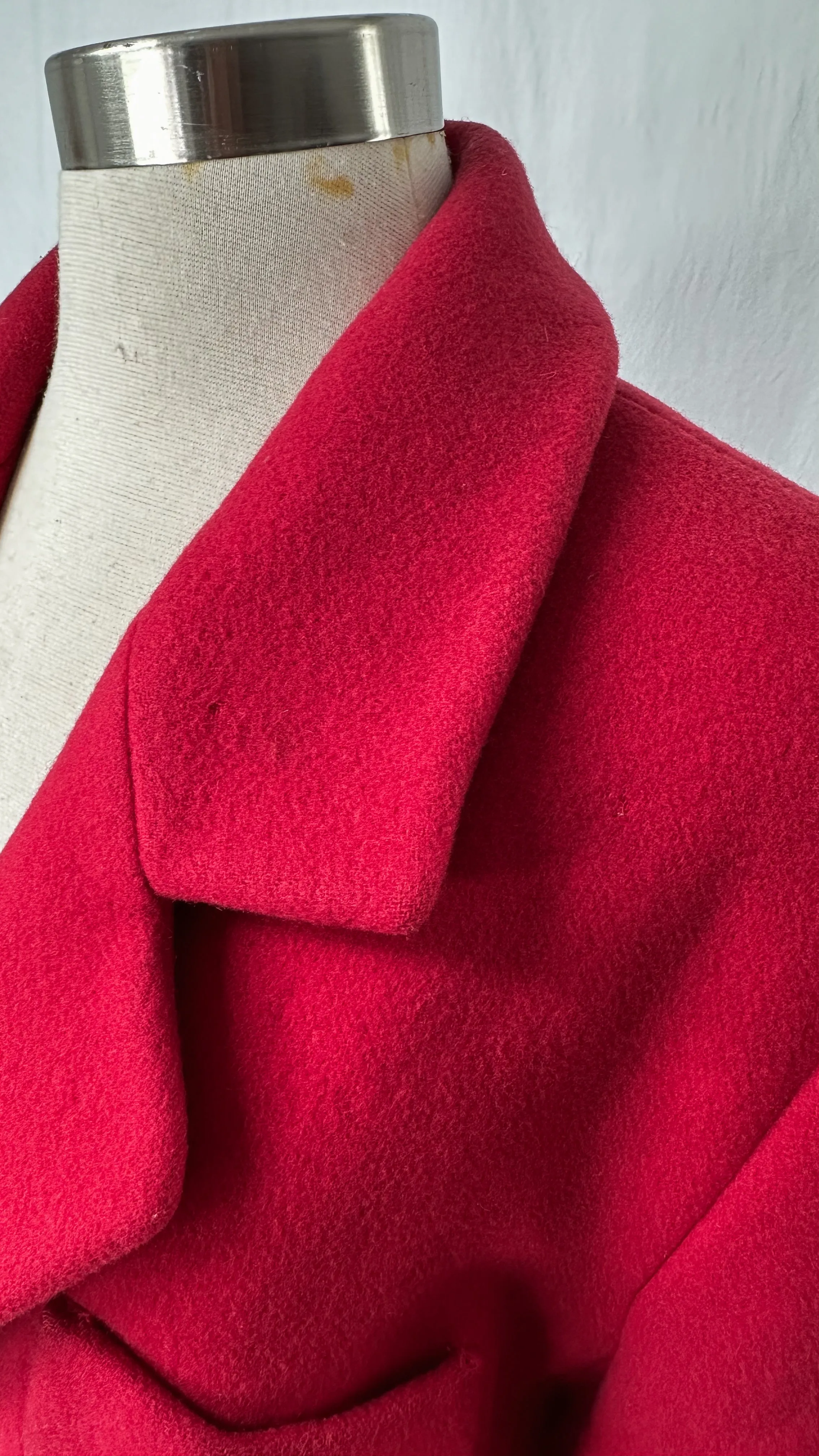 Vintage 70's Christian Dior Dark Red Wool Long Winter Coat