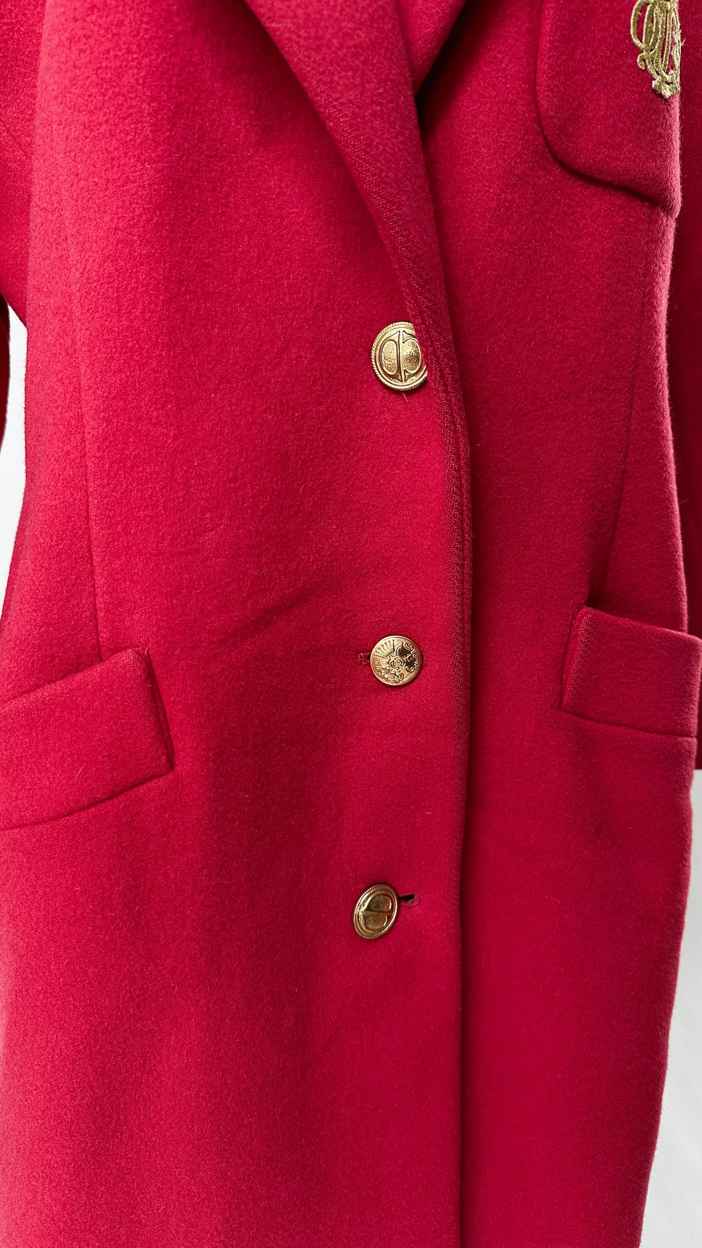 Vintage 70's Christian Dior Dark Red Wool Long Winter Coat