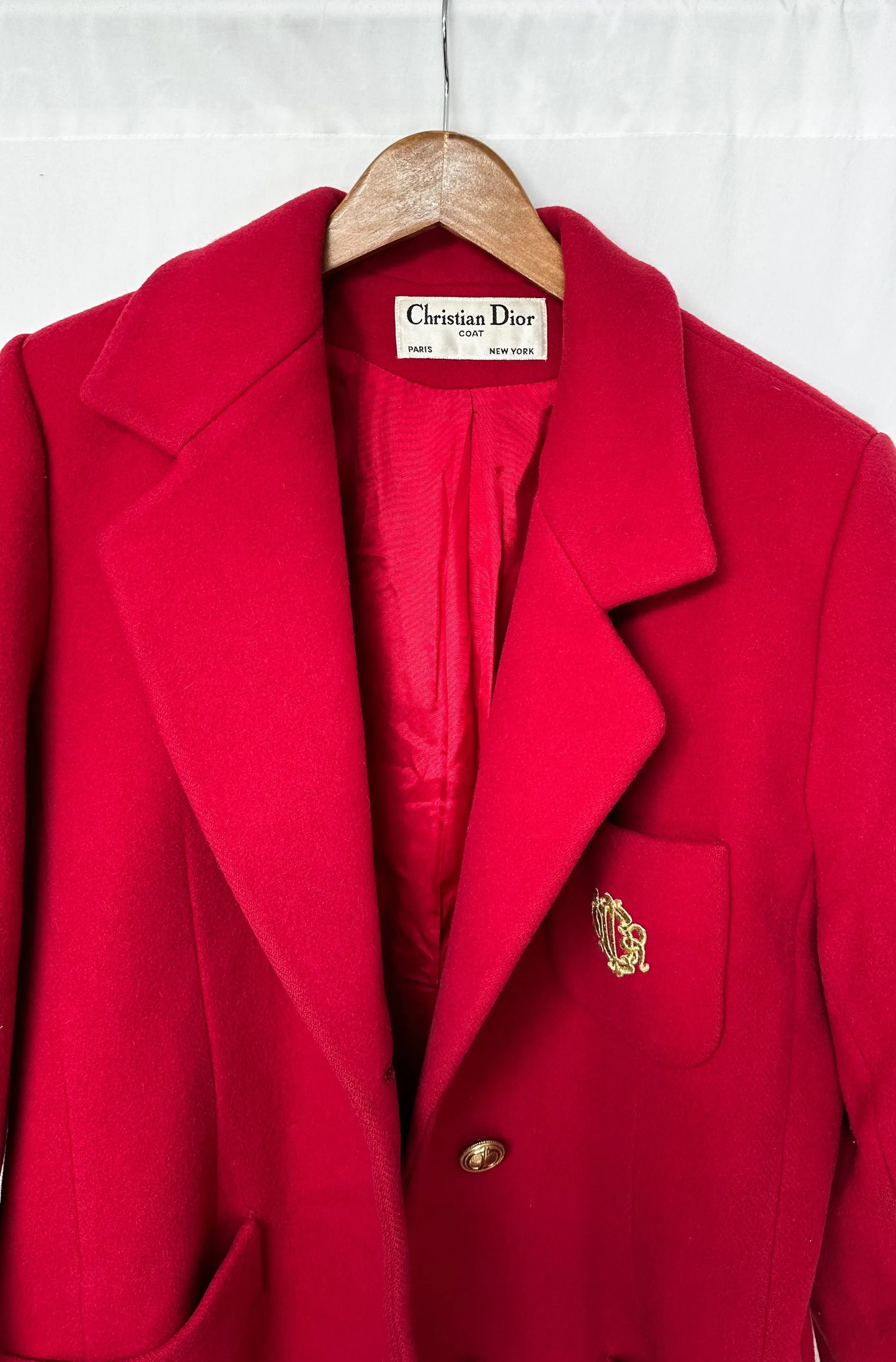 Vintage 70's Christian Dior Dark Red Wool Long Winter Coat